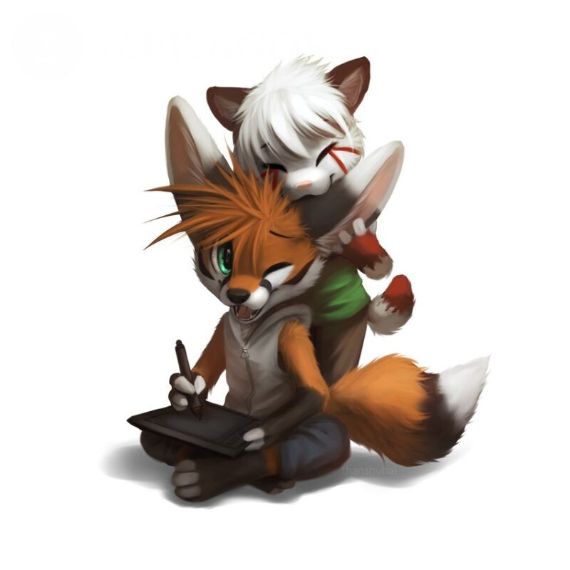 Imagem de desenho animado de uma raposa em um avatar em uma conta Raposa Anime, desenho