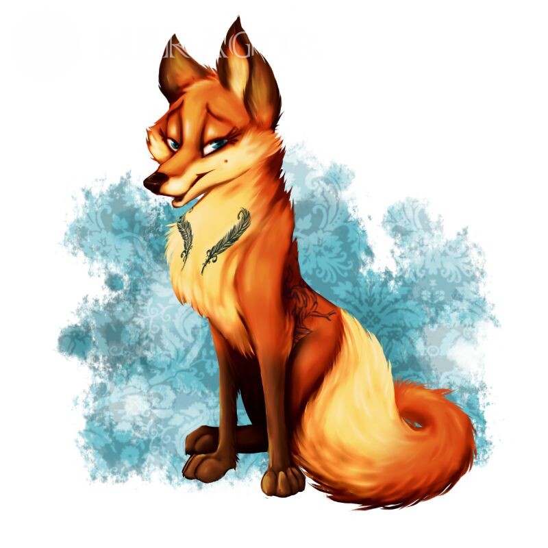 Drawing with a fox for icon Foxes