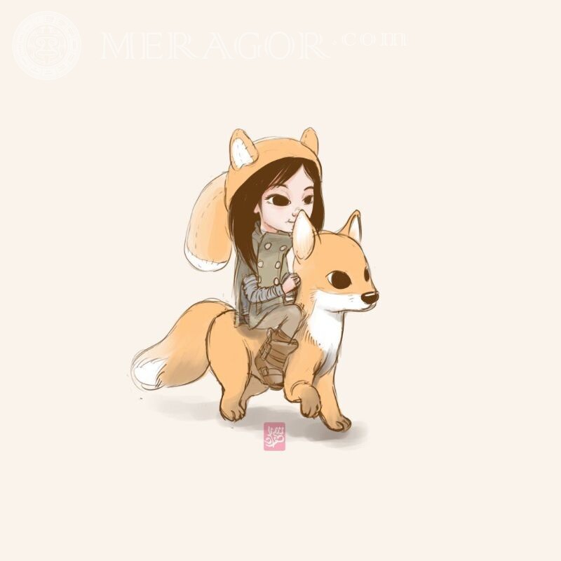 Foto de uma garota com uma raposa | 0 Raposa Anime, desenho