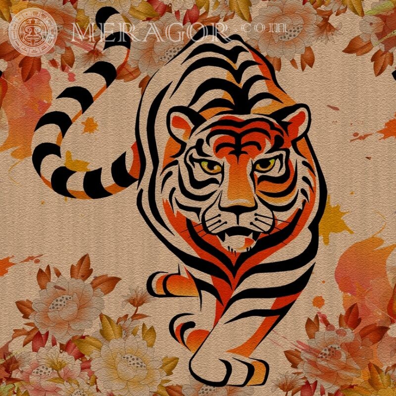 Desenhando com um tigre em um avatar Os tigres