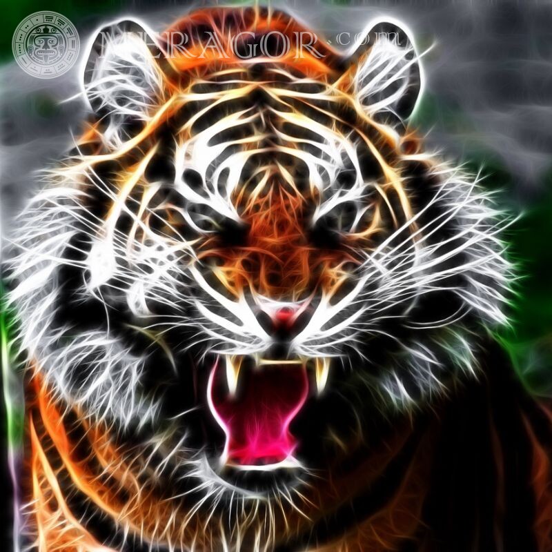 Arte genial con un tigre en vapor Tigres