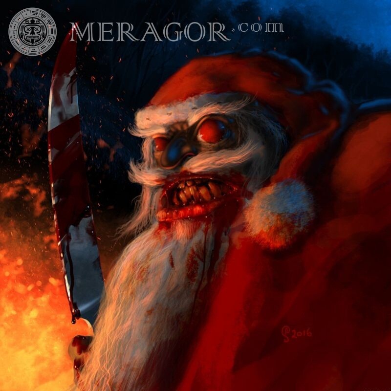 Scary icon with Santa Claus Holidays Scary