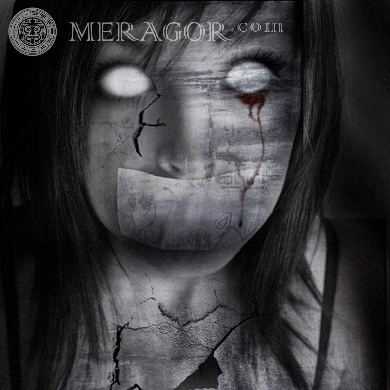 Beängstigender Schwarz-Weiß-Avatar über Traurigkeit Traurige Beängstigend Schwarz-weisse
