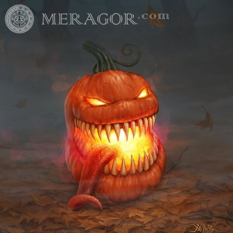 Avatar de halloween de miedo de calabaza depredadora Espantoso Rojos Fiesta