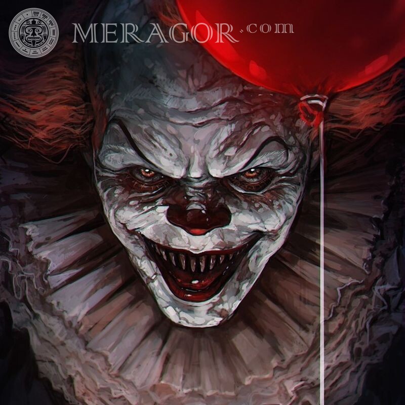 Страшный клоун на аватар Страшные Красные Рыжие