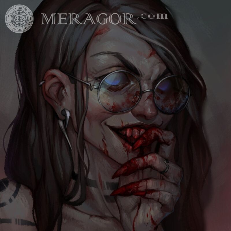 Avatar assustador com uma garota coberta de sangue Assustador