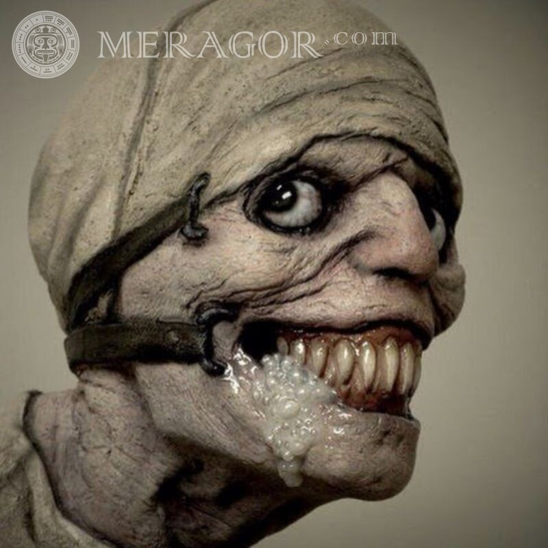 Múmia no avatar Assustador Preto e branco