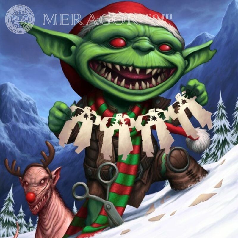 Gruseliger Avatar für Neujahr Beängstigend Winter Weihnachten Avatare Feierzeit