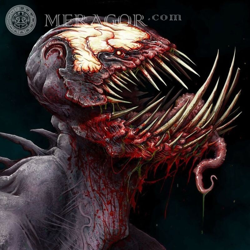 Criatura aterradora con dientes grandes descargar imagen en avatar Espantoso
