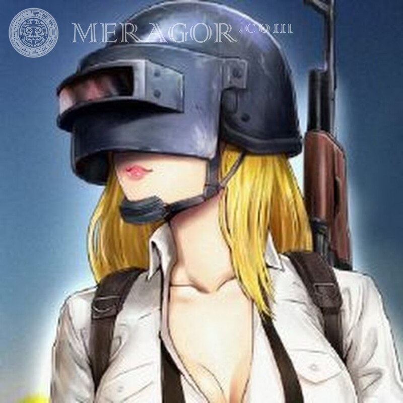 Chica en un casco con una foto de arma para tu foto de perfil Standoff Todos los juegos Counter-Strike