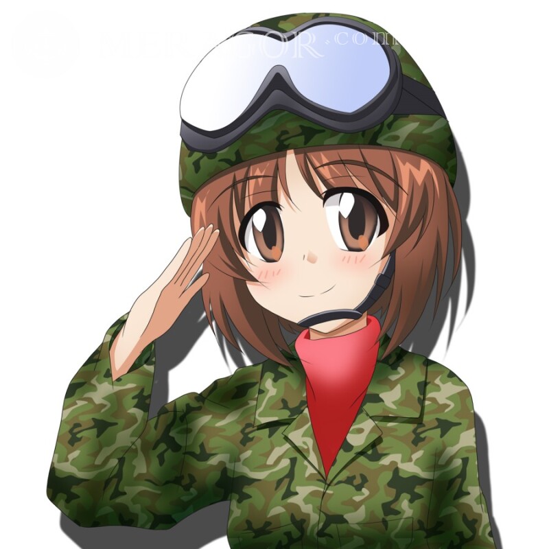Аніме дівчина у військовій формі на аватарку Standoff Всі ігри Counter-Strike