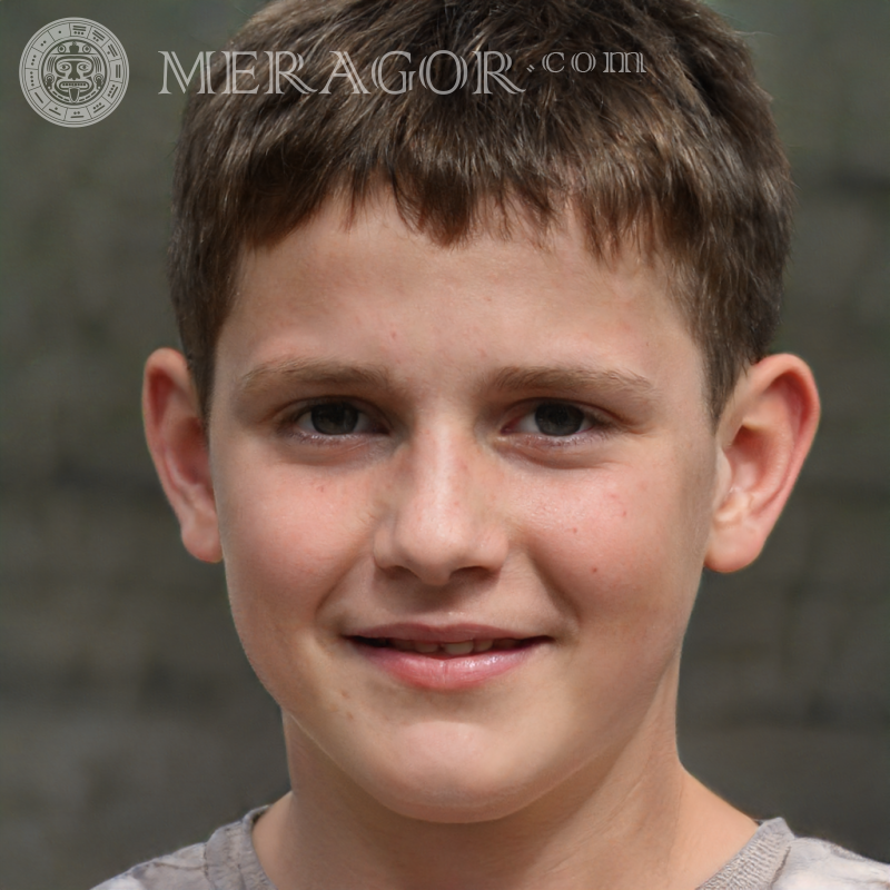 Download photo of an ordinary brown-haired boy Faces of boys Young boys Faces, portraits
