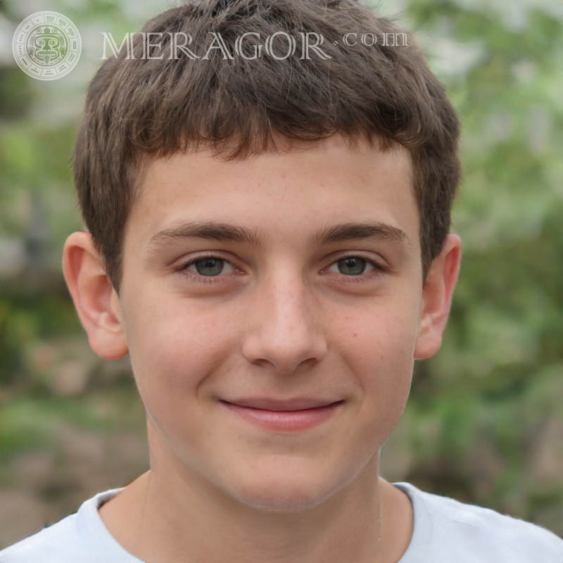 Foto de um menino de cabelos castanhos para a capa de 50 por 50 pixels Rostos de meninos Infantis Meninos jovens Pessoa, retratos