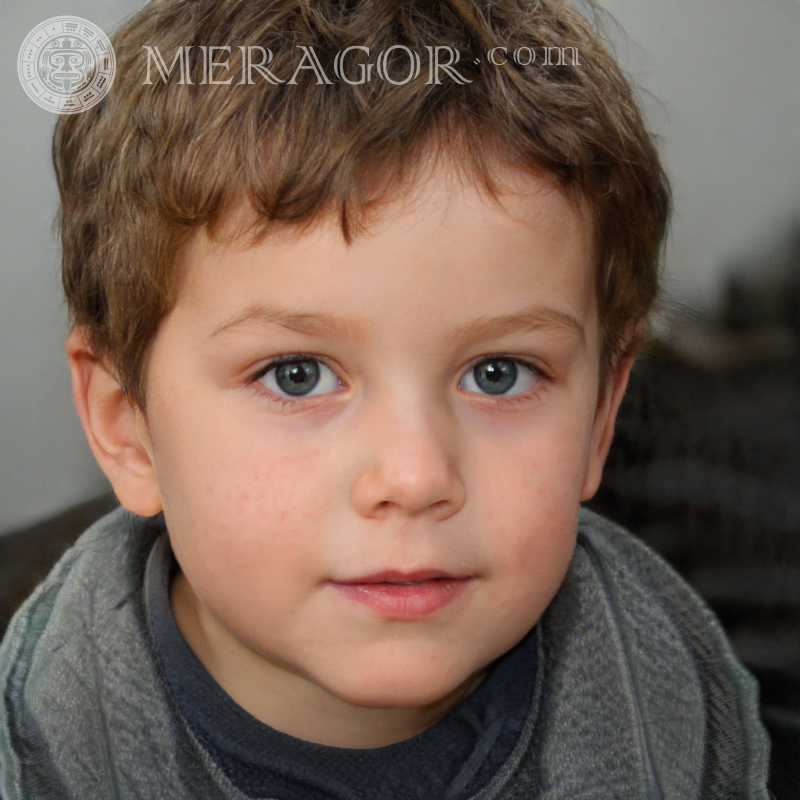 Fotografia de retrato de um menino de cabelos castanhos Rostos de meninos Infantis Meninos jovens Pessoa, retratos