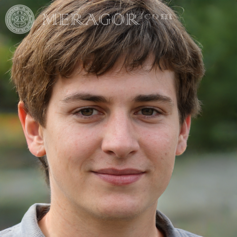 Download photo of brown-haired boy in nature Faces of boys Babies Young boys Faces, portraits