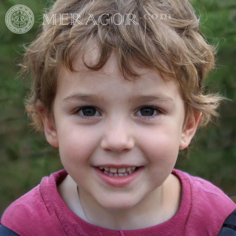 Photo of a little curly-haired boy Faces of boys Babies Young boys Faces, portraits