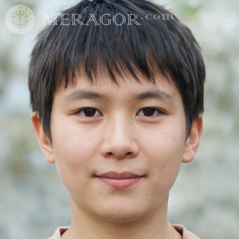 Foto de um menino asiático moreno Rostos de meninos Infantis Meninos jovens Pessoa, retratos