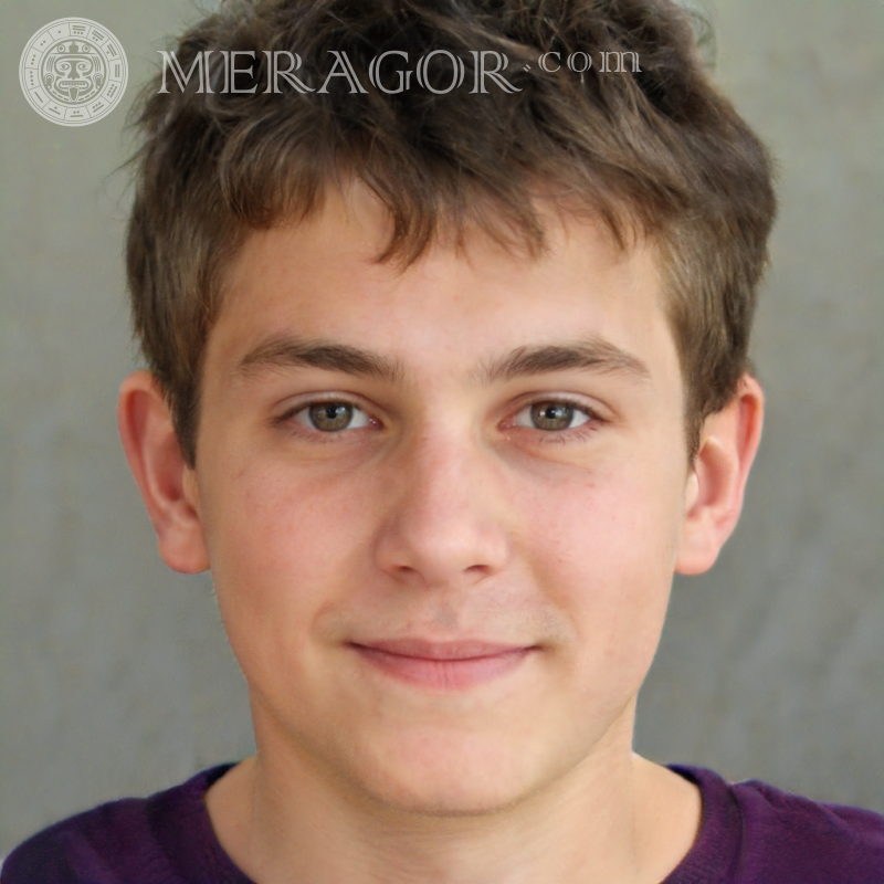 Photo of a boy on a gray background for LinkedIn Faces of boys Europeans Babies Young boys