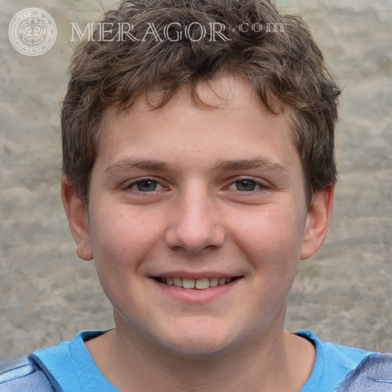 Foto do perfil de um menino alegre Rostos de meninos Europeus Infantis Meninos jovens