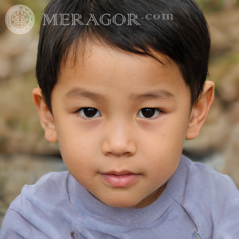 Cara de chico de pelo corto para redes sociales. Rostros de niños Coreanos Chino Infantiles