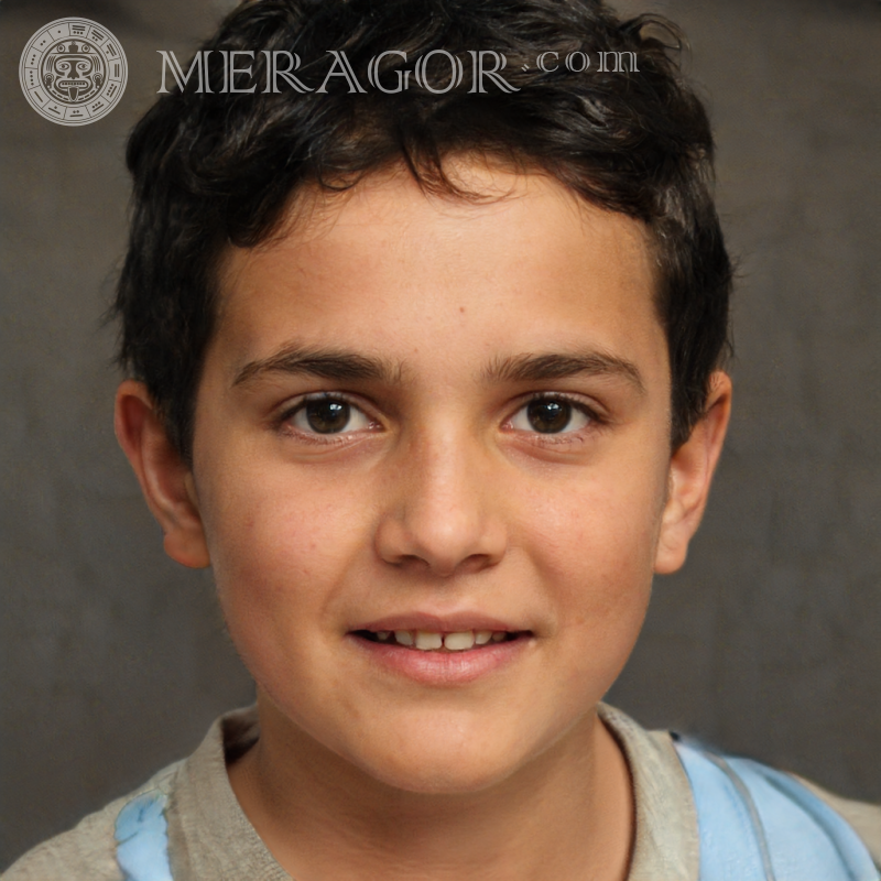 Boy face on gray background for registration Faces of boys Europeans Italians Spaniards
