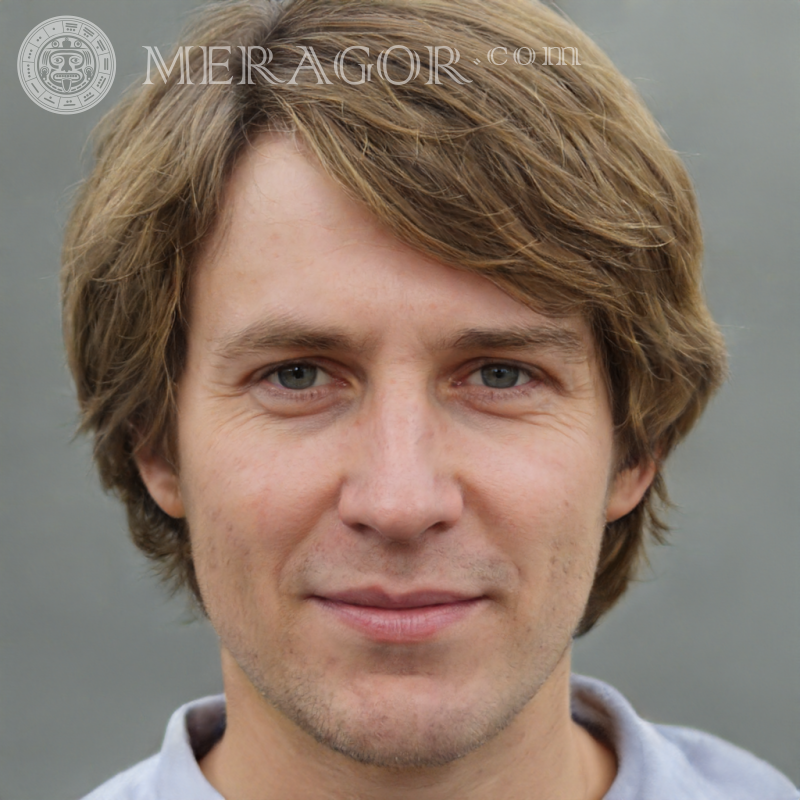 Foto eines Mannes mit langer Frisur im Profil Gesichter von Männern Europäer Russen Gesichter, Porträts