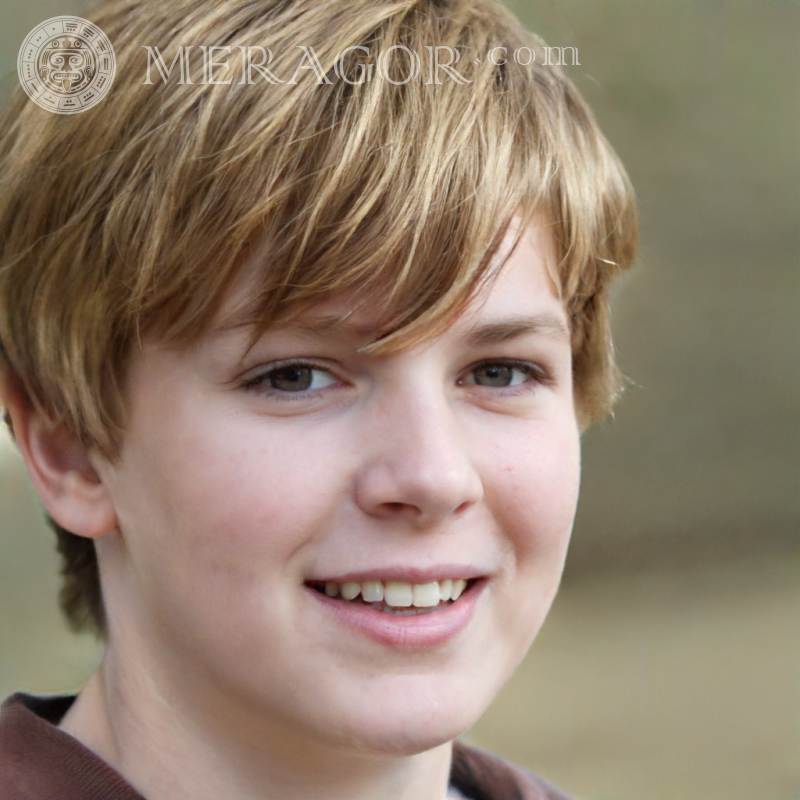 The face of a cheerful fair-haired boy for YouTube Faces of boys Europeans Russians Ukrainians