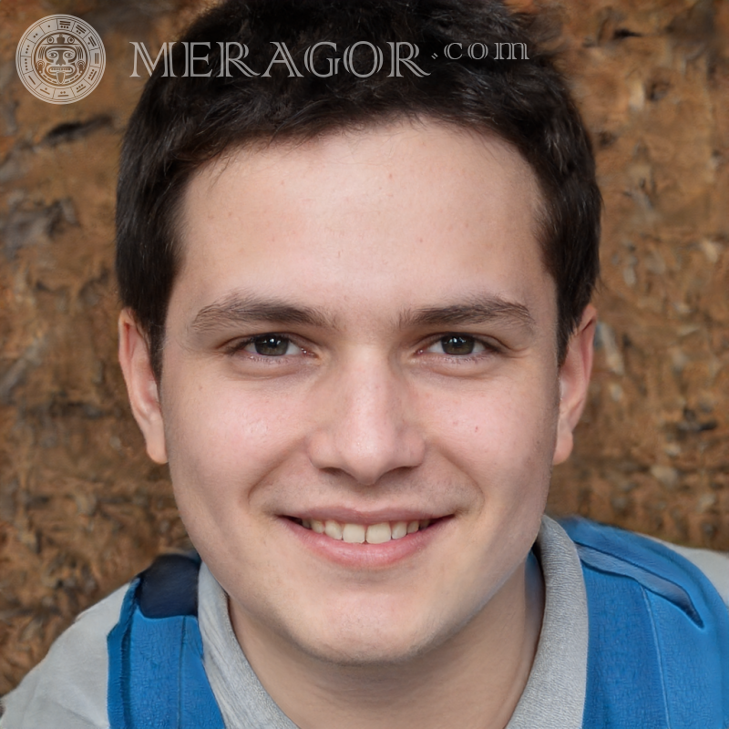 Gesicht eines zufriedenen Jungen mit dunklen Haaren Gesichter von Jungen Europäer Russen Ukrainer
