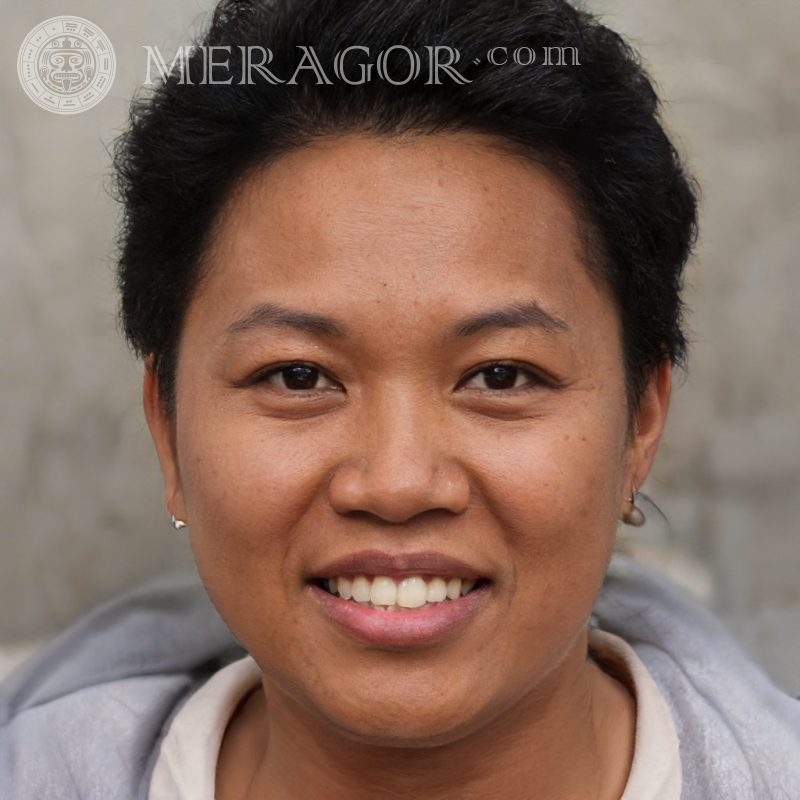 Photo of a plump Indonesian woman Faces of women Blacks Faces, portraits