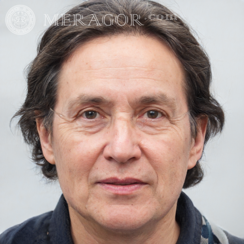 Portrait of an elderly man on profile picture with long hair Faces of grandfathers Europeans Russians Faces, portraits