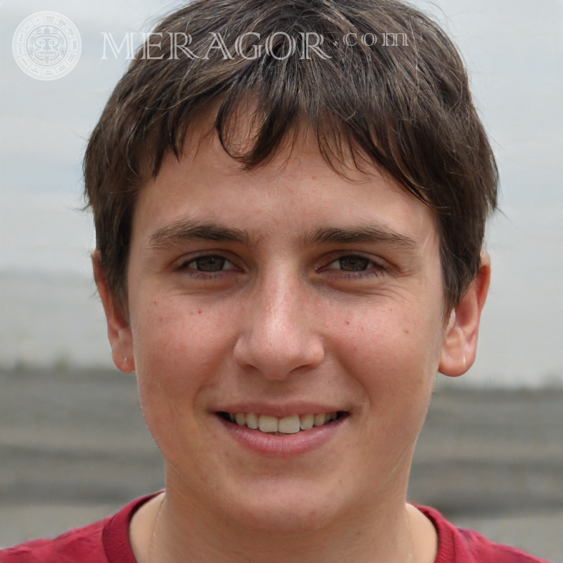 Foto falsa de rosto de menino de 19 anos Rostos de rapazes Europeus Russos Pessoa, retratos