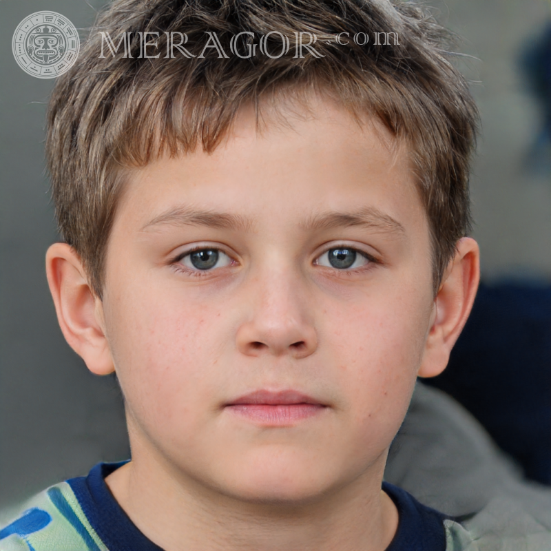 Descargar retrato falso de un chico sencillo para LinkedIn Rostros de niños Europeos Rusos Ucranianos