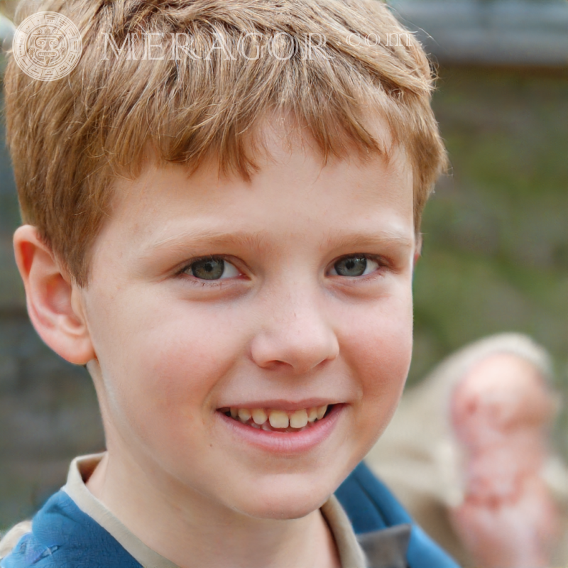 Baixe o retrato falso de um lindo menino sorridente para a capa Rostos de meninos Europeus Russos Ucranianos