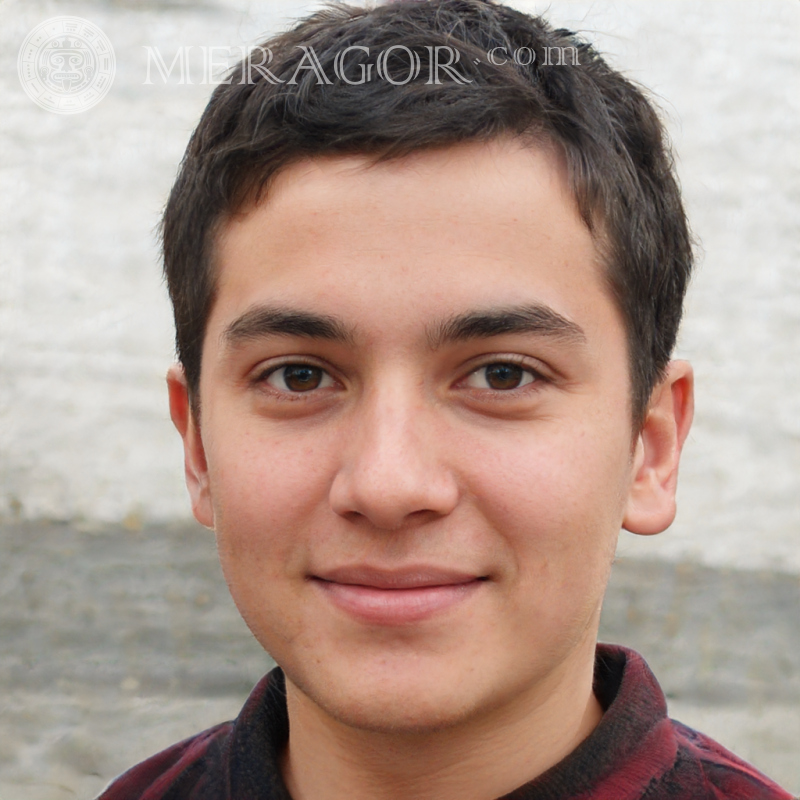 Laden Sie das gefälschte Porträt eines fröhlichen Jungen für das Profil herunter | 0 Gesichter von Jungen Europäer Russen Ukrainer