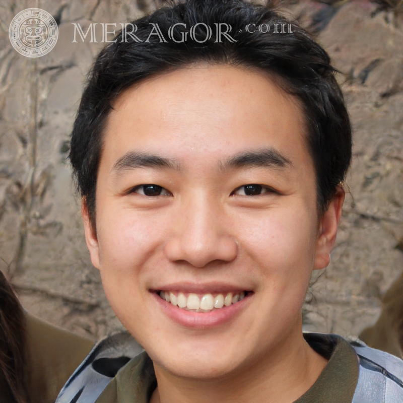Fake-Porträt eines lachenden Jungen für Bamble Gesichter von Jungen Asiaten Vietnamesisch Koreaner
