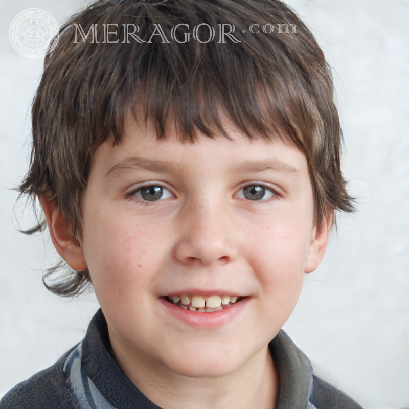 Fake-Porträt eines kleinen fröhlichen Jungen für WhatsApp Gesichter von Jungen Europäer Russen Ukrainer
