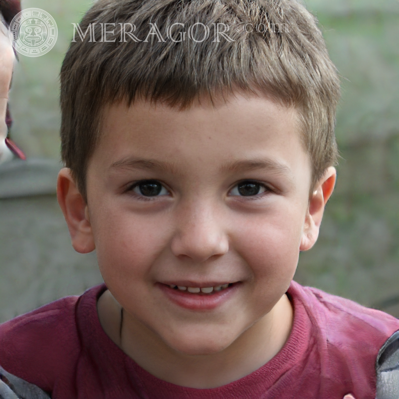 Fake portrait of a cute joyful boy for cover Faces of boys Europeans Russians Ukrainians