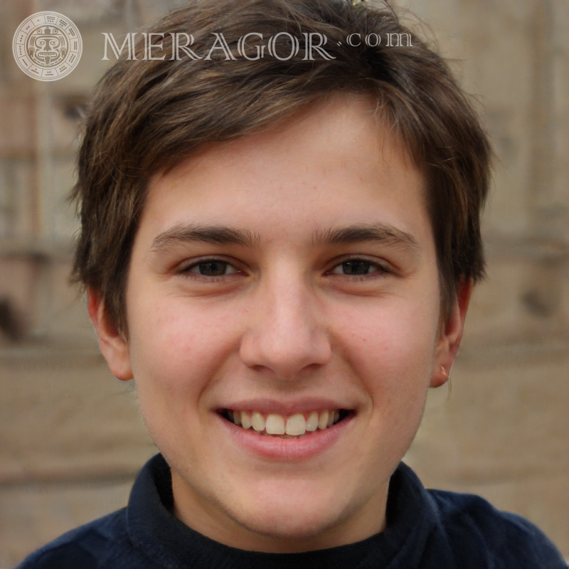 Rostos de caras de 17 anos no avatar Rostos de rapazes Europeus Russos Pessoa, retratos