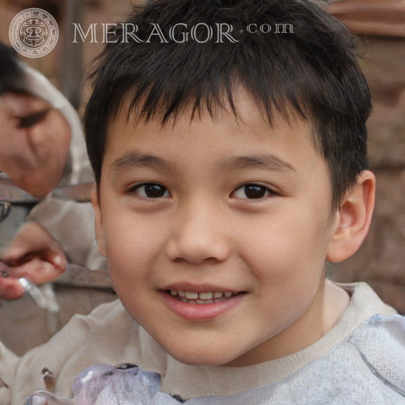 Falso retrato de un niño alegre de perfil. | 0 Rostros de niños Asiáticos Vietnamita Coreanos