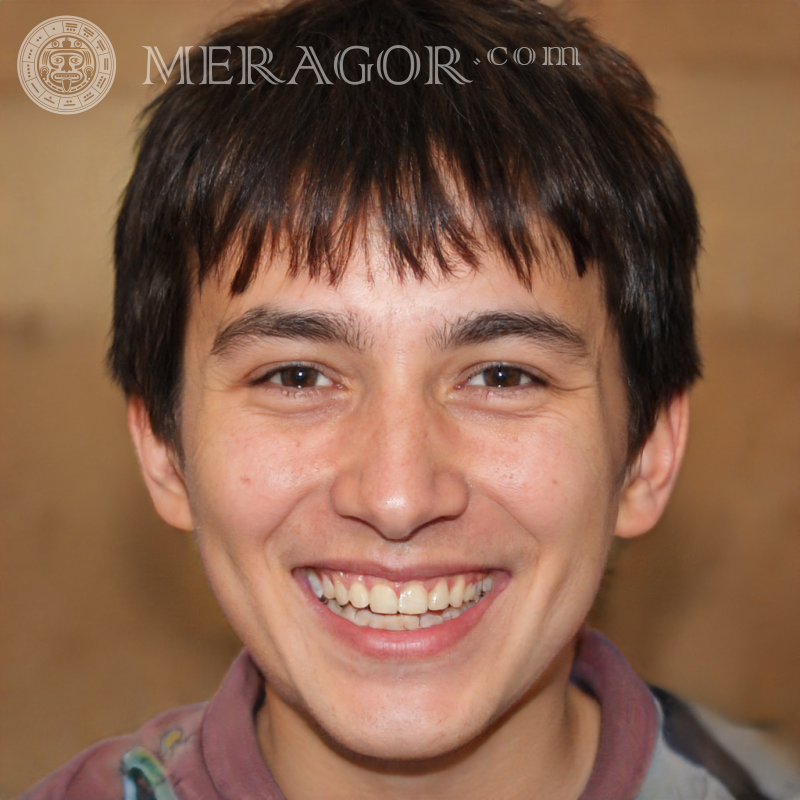 Fake portrait of a happy boy for social networks Faces of boys Europeans Italians Spaniards