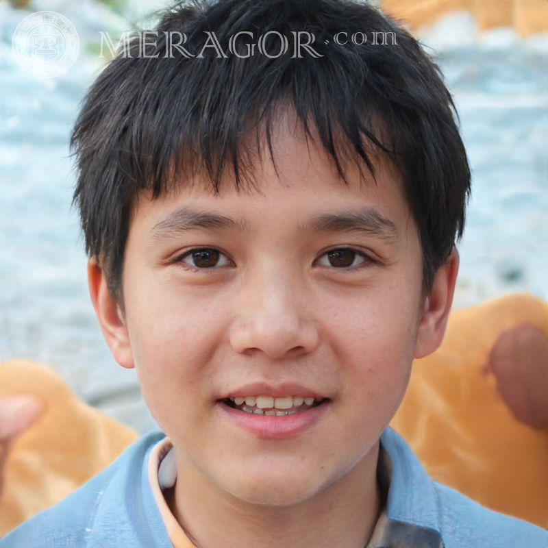 Retrato falso de um menino feliz por brincar Rostos de meninos Аsiáticos Vietnamita Coreanos