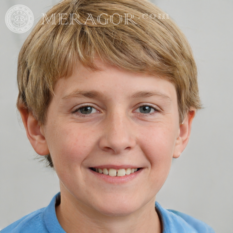 Fake portrait of a smiling boy for avatar Faces of boys Europeans Russians Ukrainians