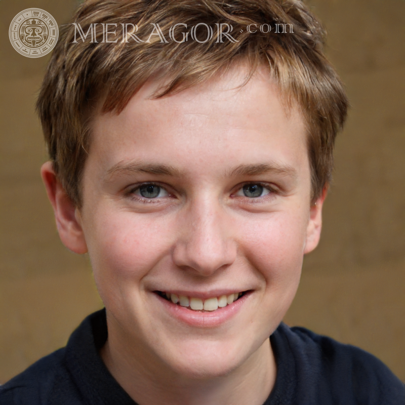 Fake portrait of a smiling boy for registration Faces of boys Europeans Russians Ukrainians