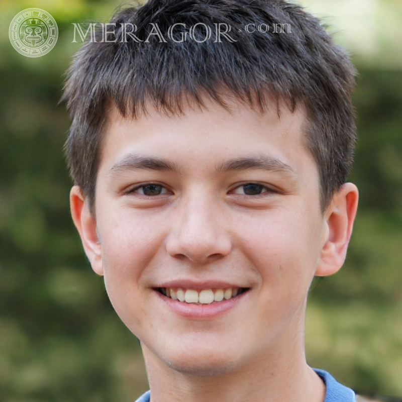 Retrato falso de um menino simples para registro Rostos de meninos Europeus Russos Ucranianos