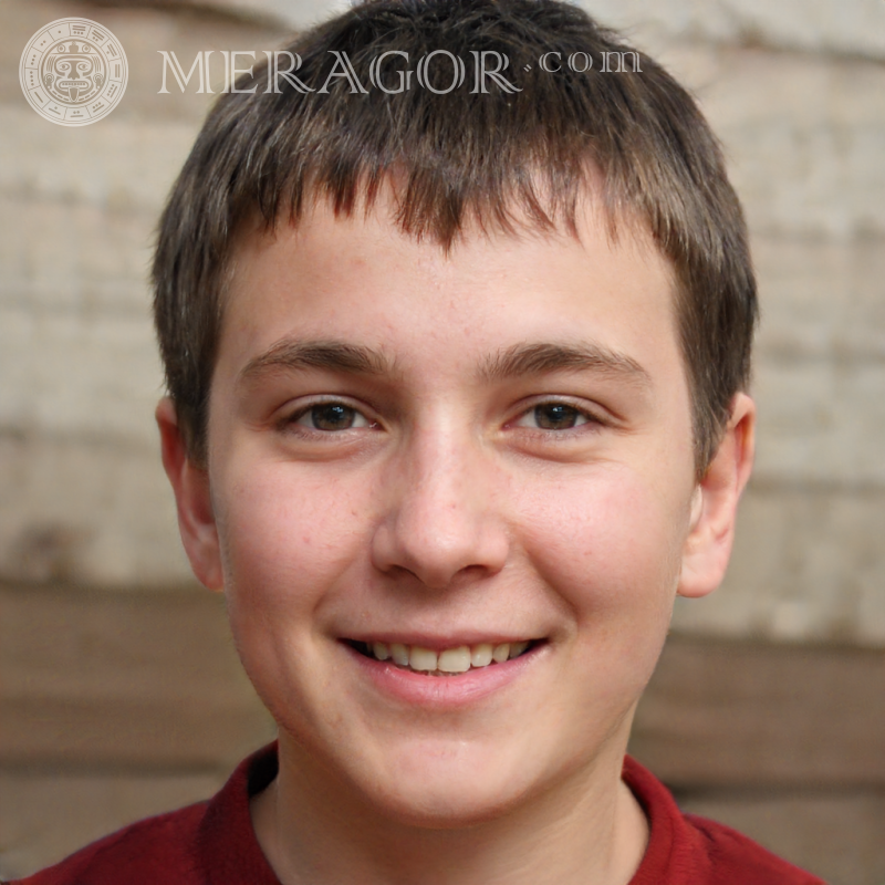 Falso retrato de un niño feliz por autorización. Rostros de niños Europeos Rusos Ucranianos