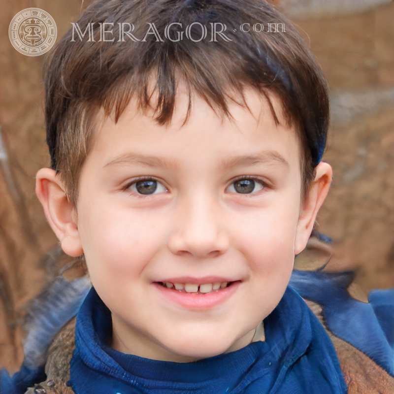 Retrato falso de um menino feliz e fofo para o site Rostos de meninos Europeus Russos Ucranianos