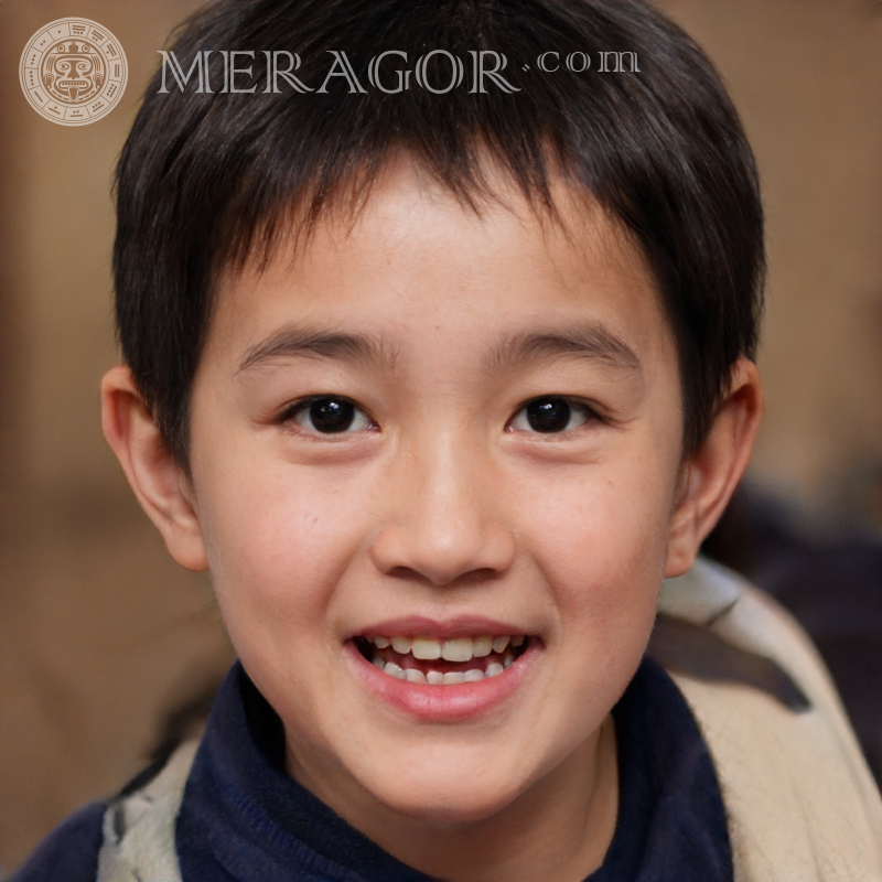 Retrato falso de um menino alegre e fofo para bate-papos Rostos de meninos Аsiáticos Vietnamita Coreanos
