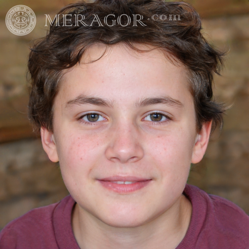 Фейковое лицо улыбающегося мальчика для TikTok на сайте Meragor.com Лица мальчиков Европейцы Русские Украинцы