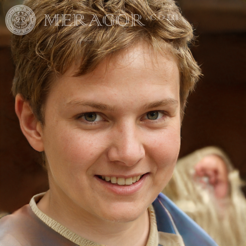 Falsches Gesicht eines fröhlichen Jungen für Instagram auf Meragor.com Gesichter von Jungen Europäer Russen Ukrainer