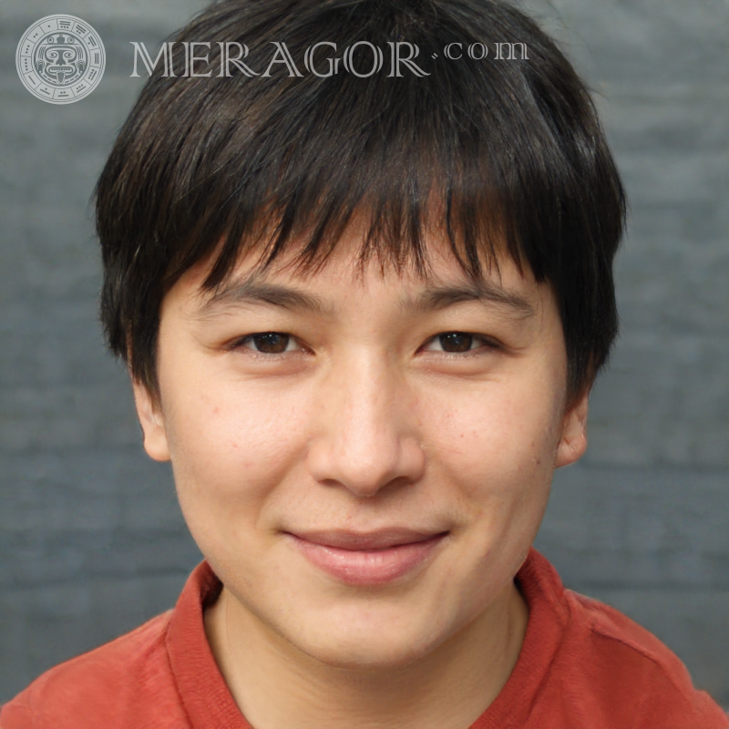 Faux visage un garçon joyeux pour Facebook sur Meragor.com Visages de jeunes hommes Asiatiques Coréens Chinois